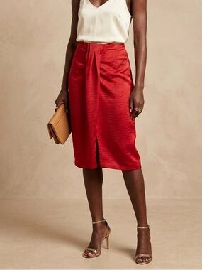 EXPRESS Red Satin Pencil Skirt Sz 4